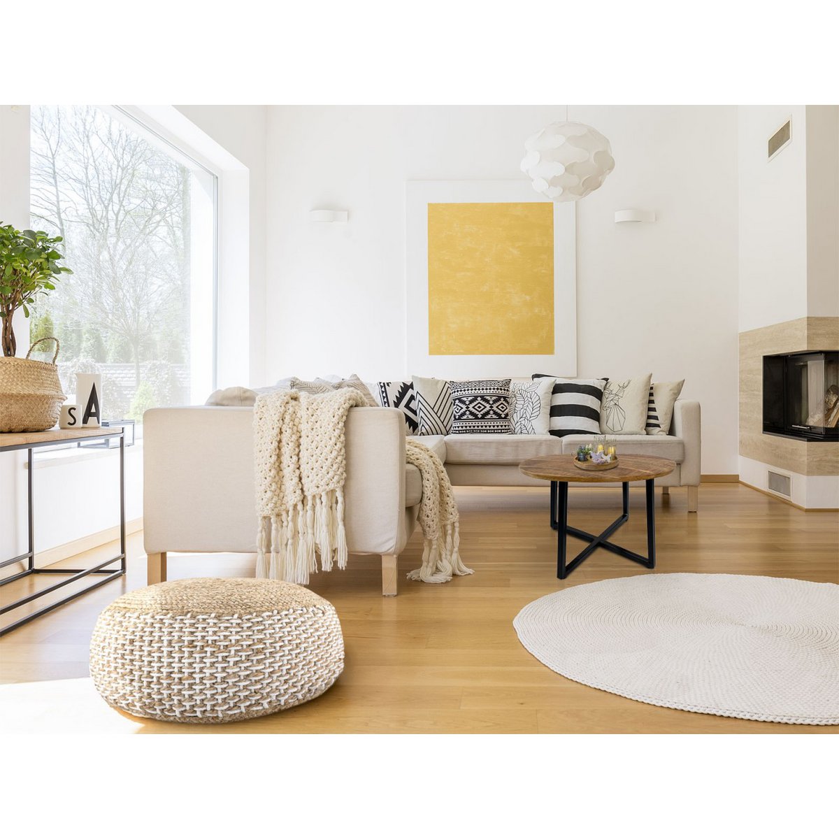 Couchtisch rund 60 cm Wohnzimmer Tisch Beistelltisch Cannes Metall-Gestell schwarz weiß altsilber