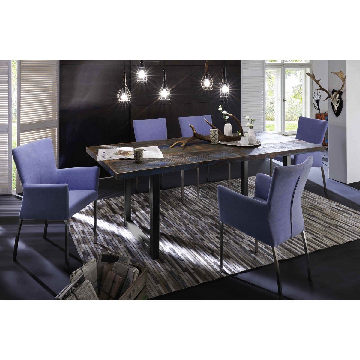 Tisch 160x85 cm, buntes Altholz