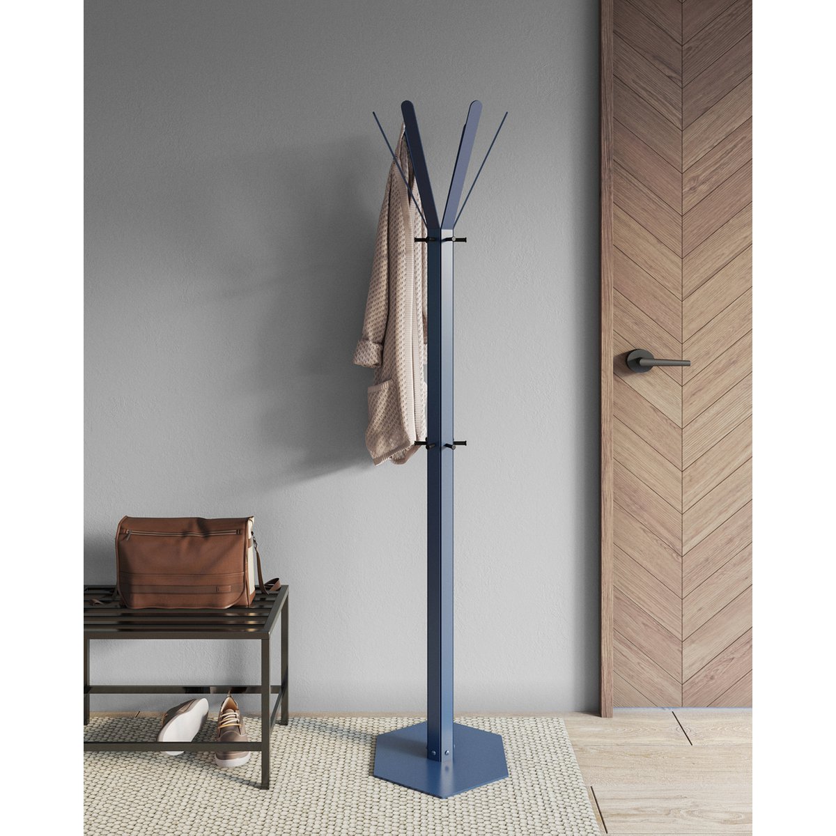 Gorillz Molto - Industrial - Standgarderobe - 14 Kleiderhaken - Blau - Metall