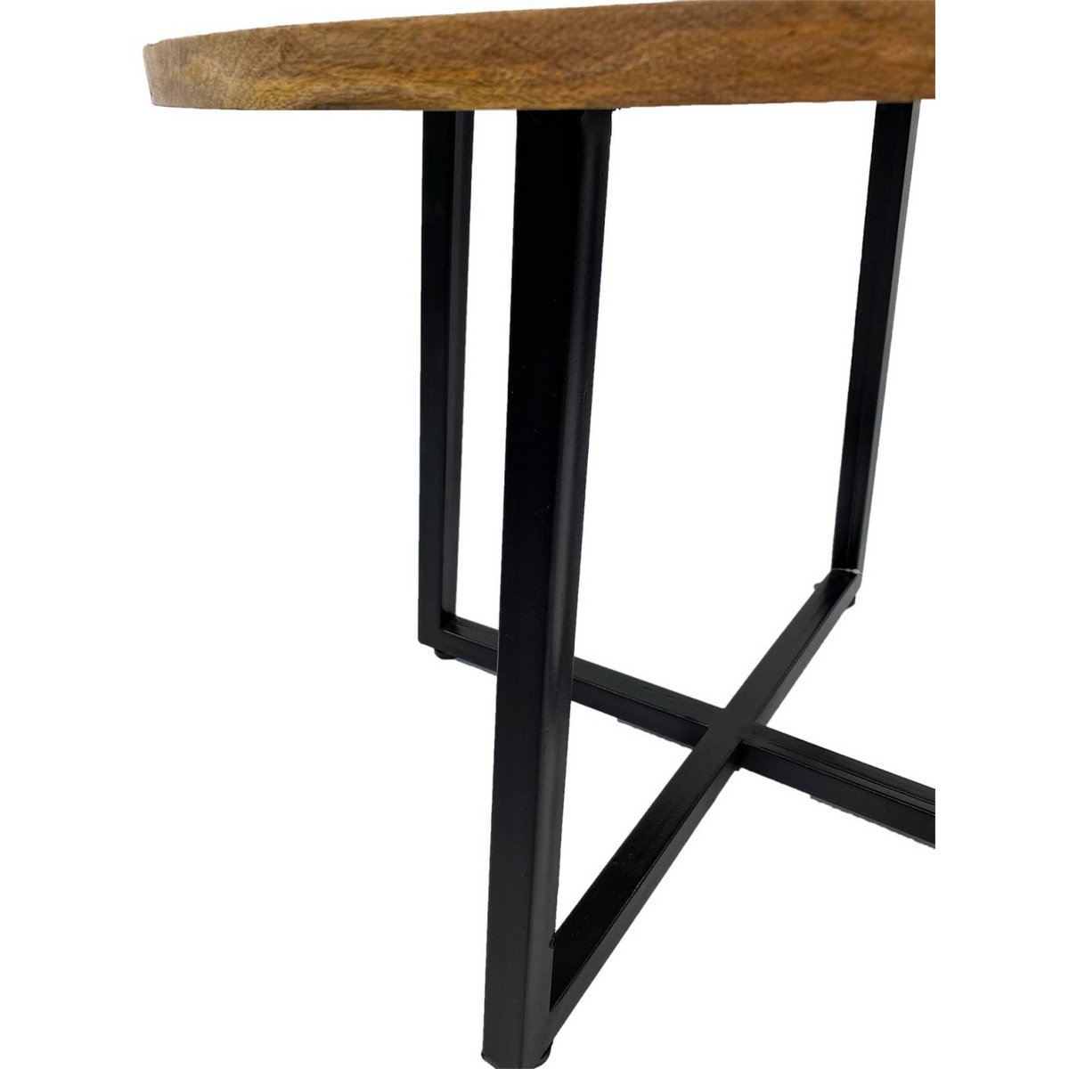 Couchtisch rund 60 cm Wohnzimmer Tisch Beistelltisch Cannes Metall-Gestell schwarz weiß altsilber