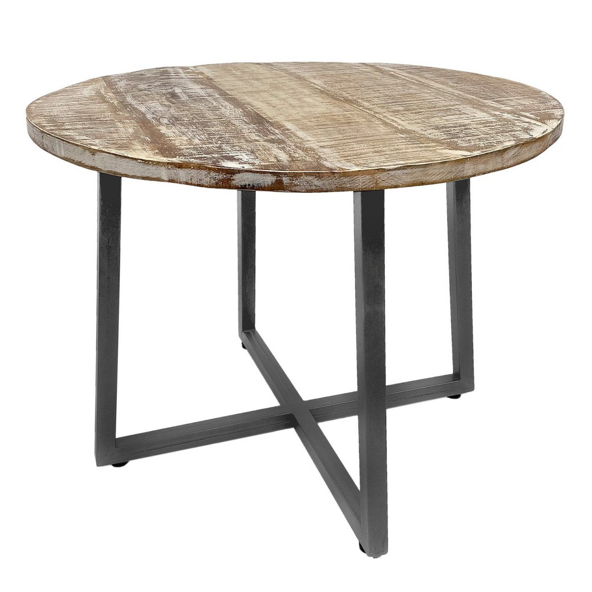 Couchtisch rund 60 cm Wohnzimmer Tisch Beistelltisch Cannes Metall-Gestell schwarz weiß altsilber