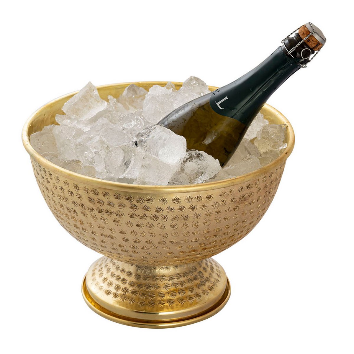 Flaschenkühler Weinkühler 4-teilig Metall ø 29 cm Sektkühler rund silber gold Eiskühler Champagner
