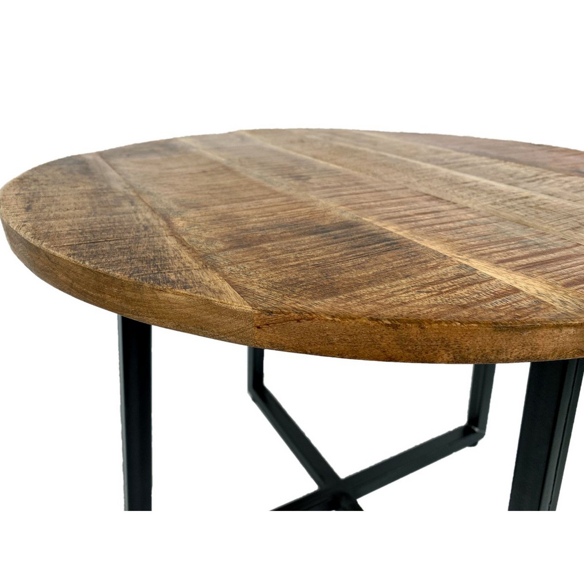 Couchtisch rund 60 cm Wohnzimmer Tisch Beistelltisch Cannes Metall-Gestell schwarz weiß altsilber