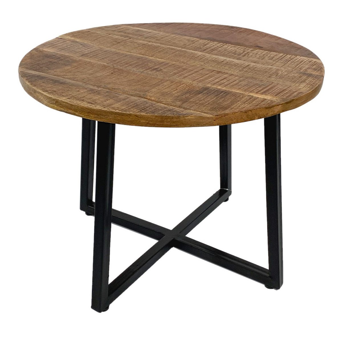 Couchtisch rund 60 cm Wohnzimmer Tisch Beistelltisch Cannes Metall-Gestell schwarz weiß altsilber