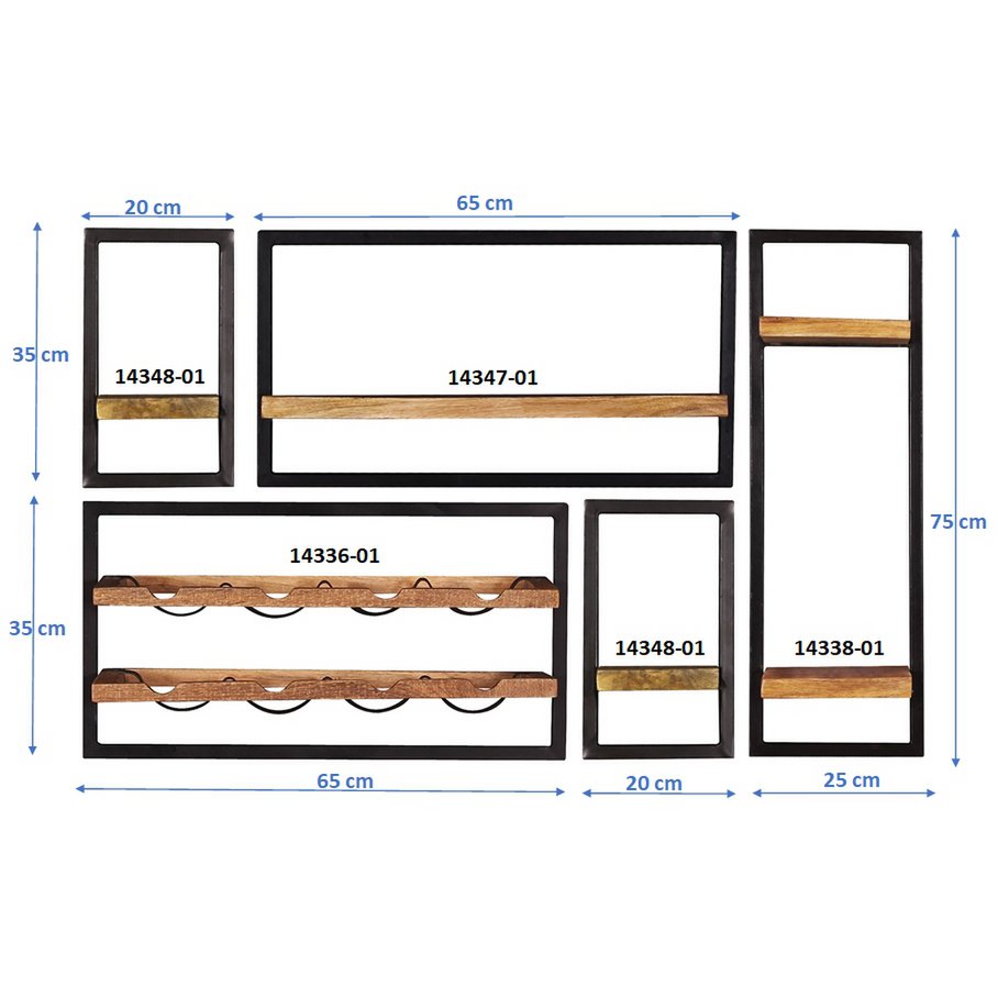 Wandregal-Set, 5-teilig
