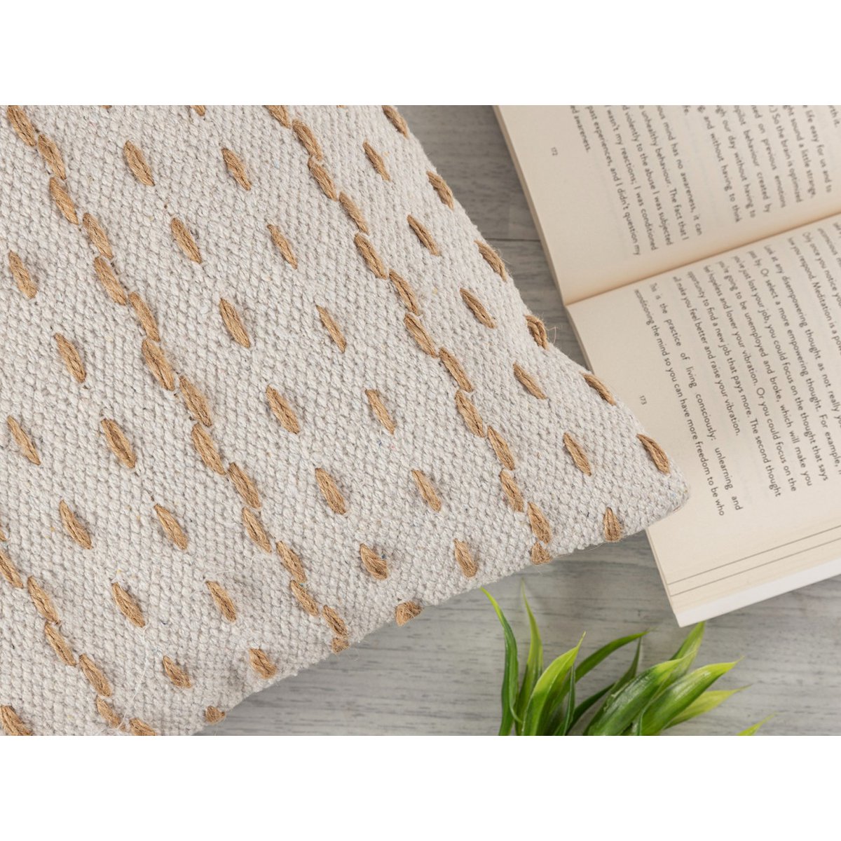 Zierkissen 40x40cm Set 2 Dekokissen Sofakissen Baumwolle u. Jute natur