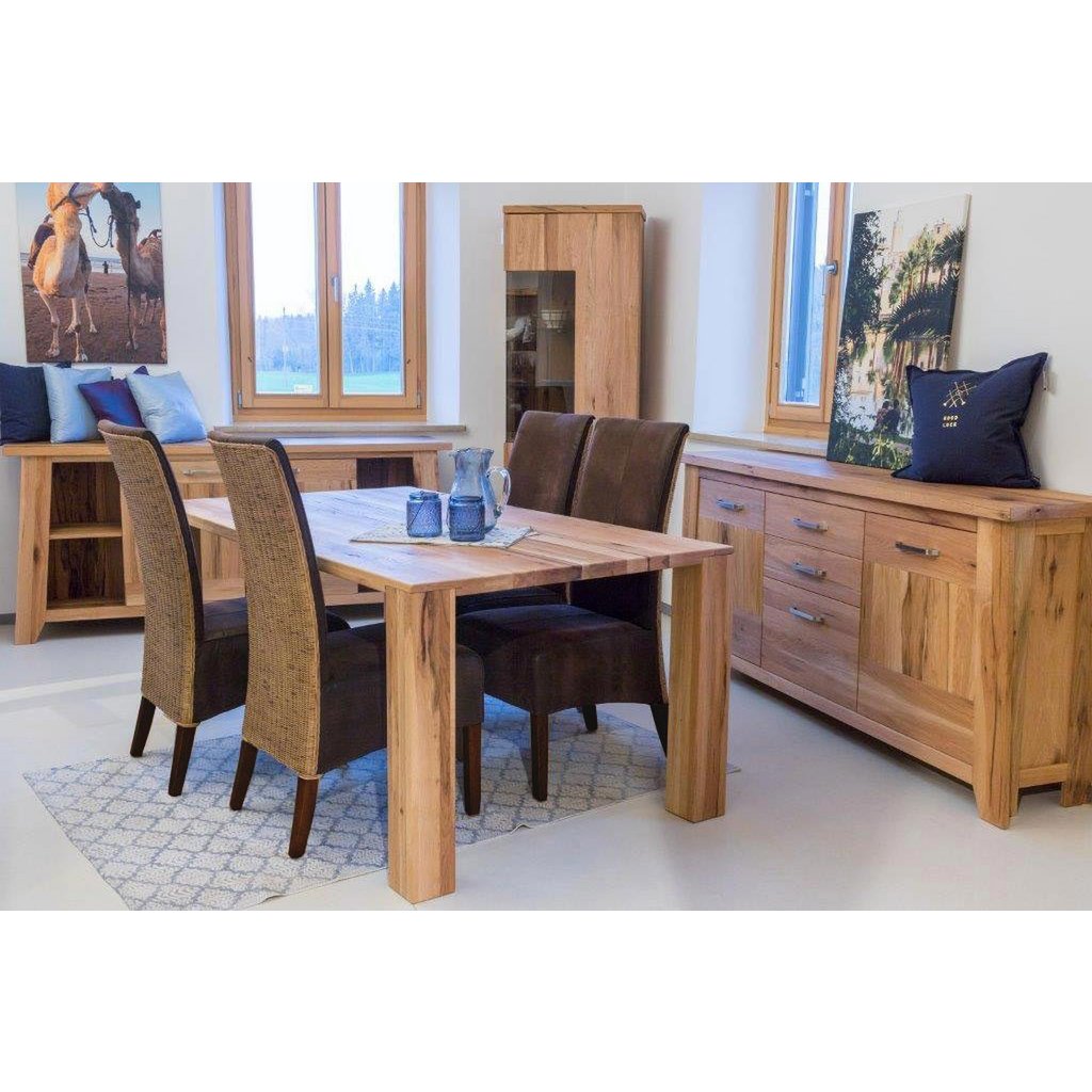 Rattanstühle Set 6 Stück Esszimmer Stühle Polsterstühle Antonio braun Polster Wildleder-Optik