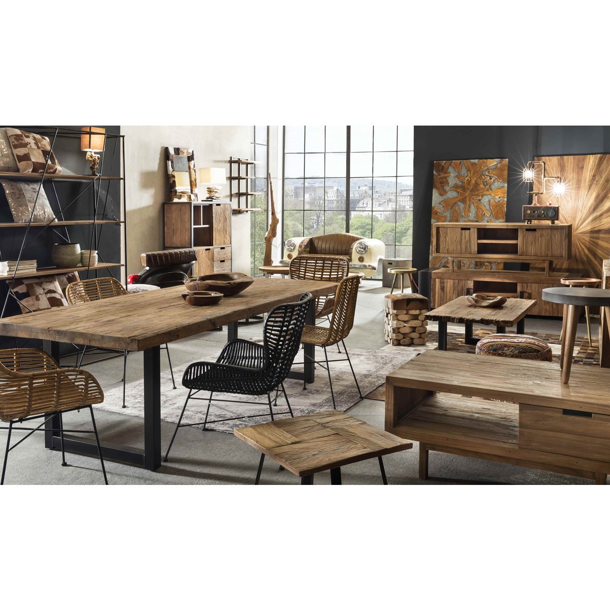 Tisch 180x100 cm, recyceltes Teak natur