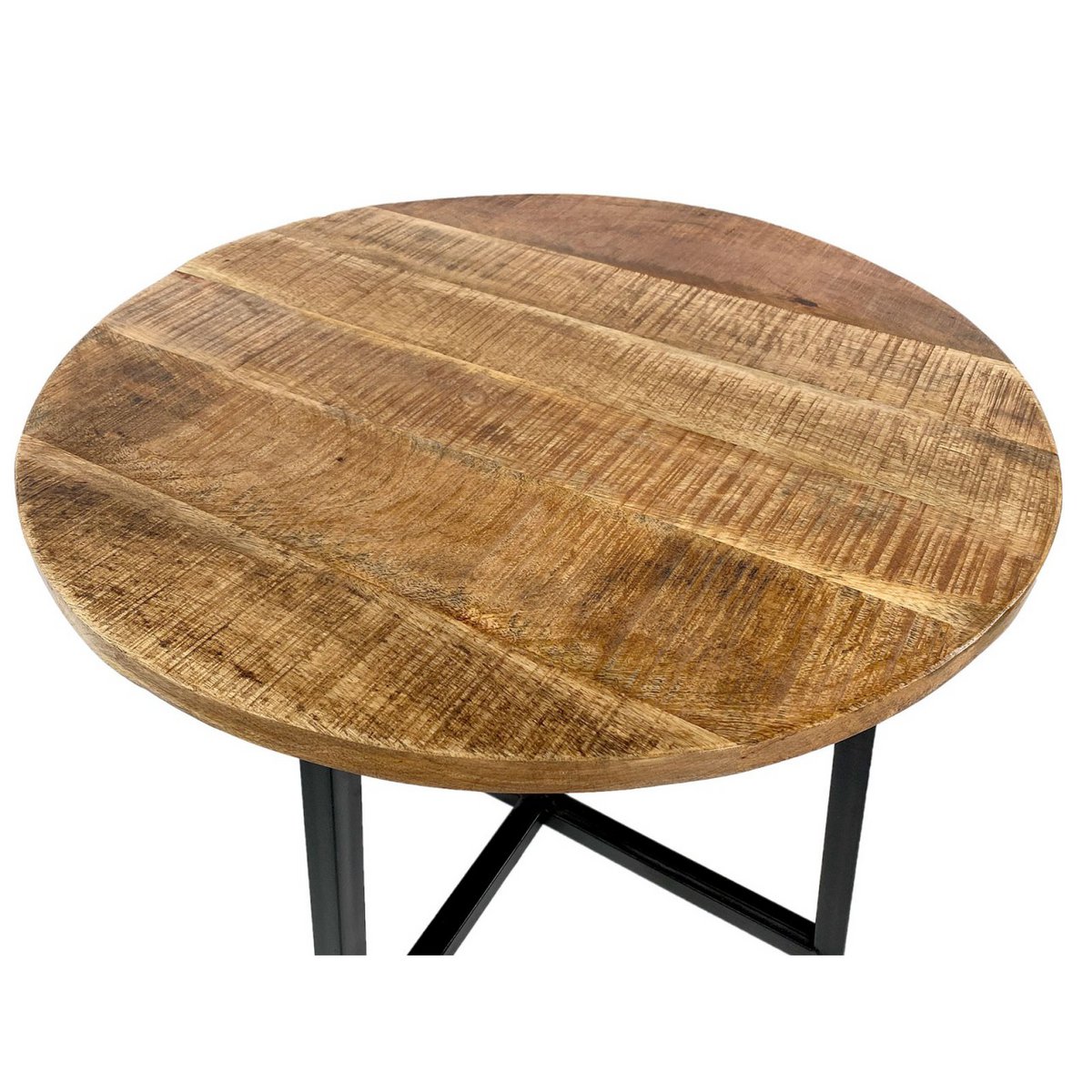 Couchtisch rund 60 cm Wohnzimmer Tisch Beistelltisch Cannes Metall-Gestell schwarz weiß altsilber