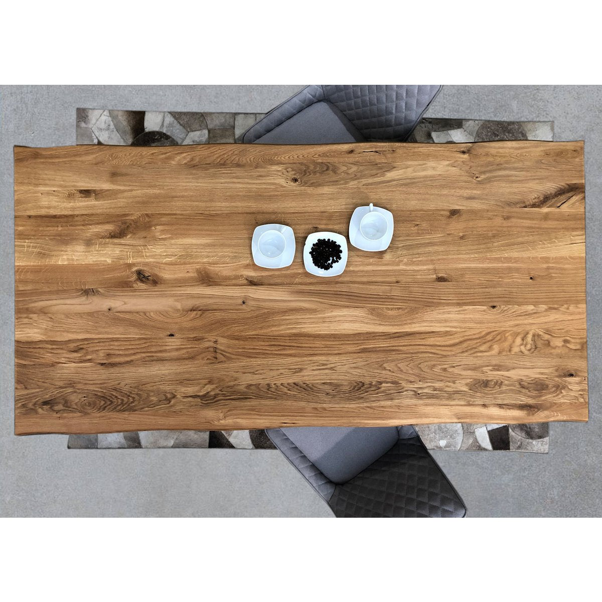 Tisch 160x90 cm, Wildeiche, schwarzes Gestell