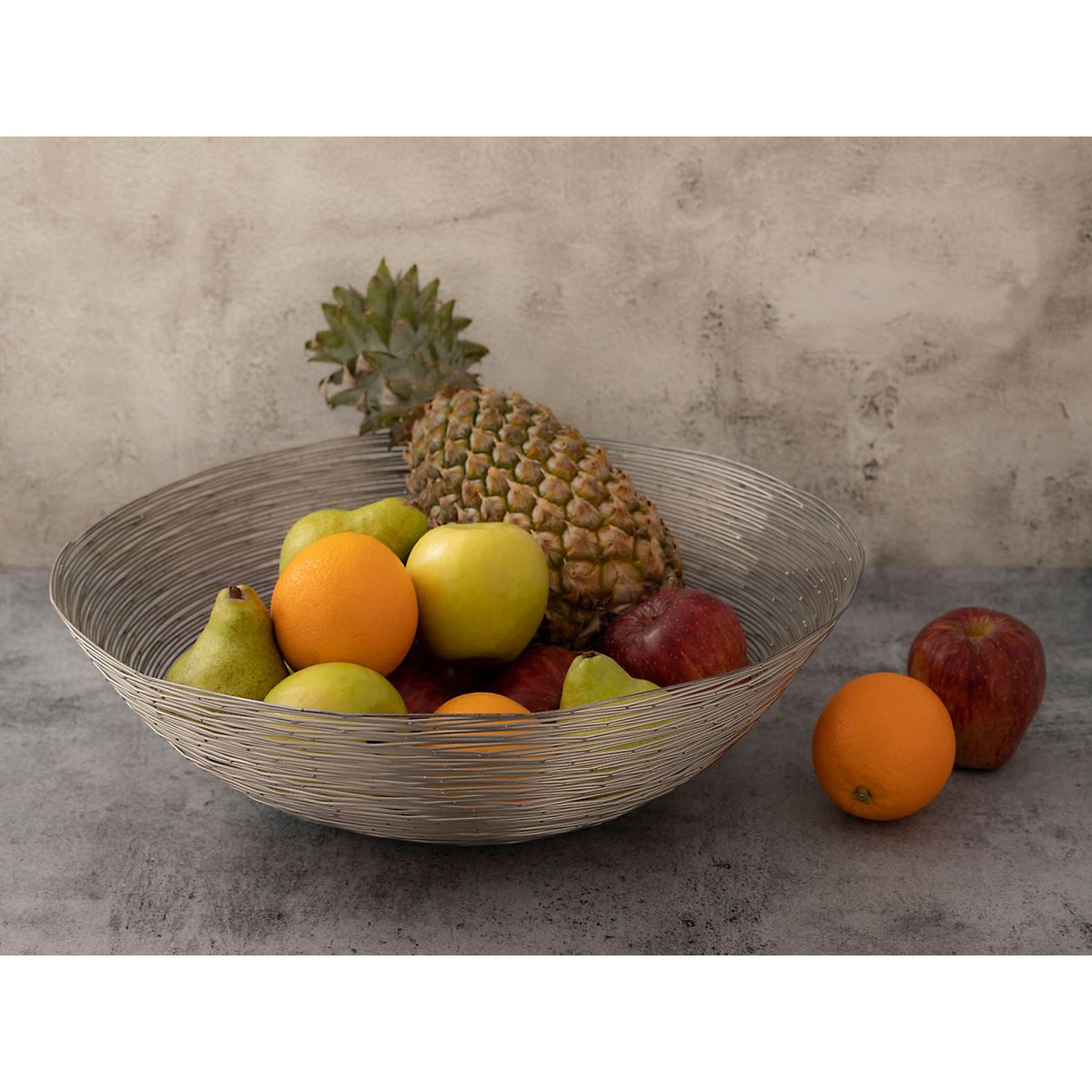 Obstkorb 4-teilig Metall ø 40 cm H 11 cm Brotkorb Obstschale rund silber o gold Vita Drahtstruktur