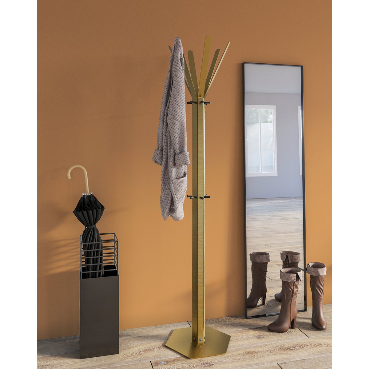 Gorillz Molto - Industrial - Standgarderobe - 14 Kleiderhaken - Gelb