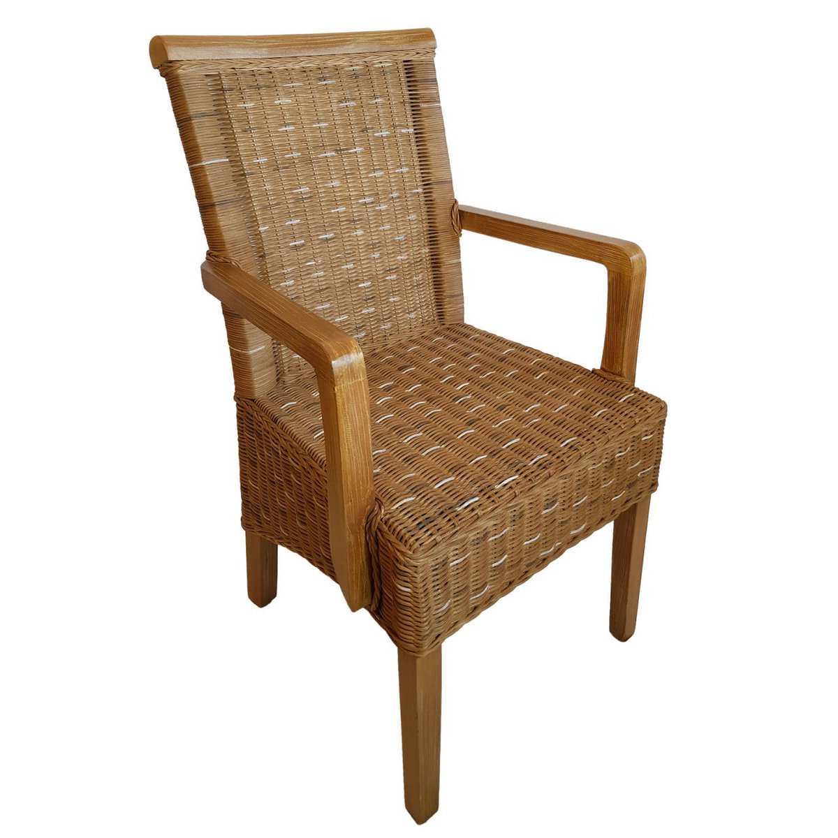 Esszimmer Stühle Set mit Armlehnen 4 Stück Rattanstühle braun Perth Korbstuhl Sessel nachhaltig