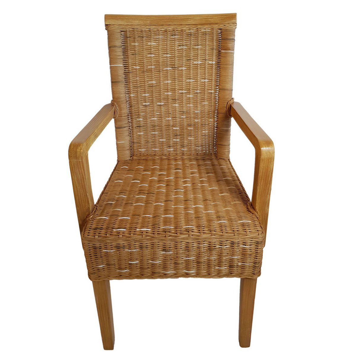 Esszimmer Stühle Set mit Armlehnen 4 Stück Rattanstühle braun Perth Korbstuhl Sessel nachhaltig