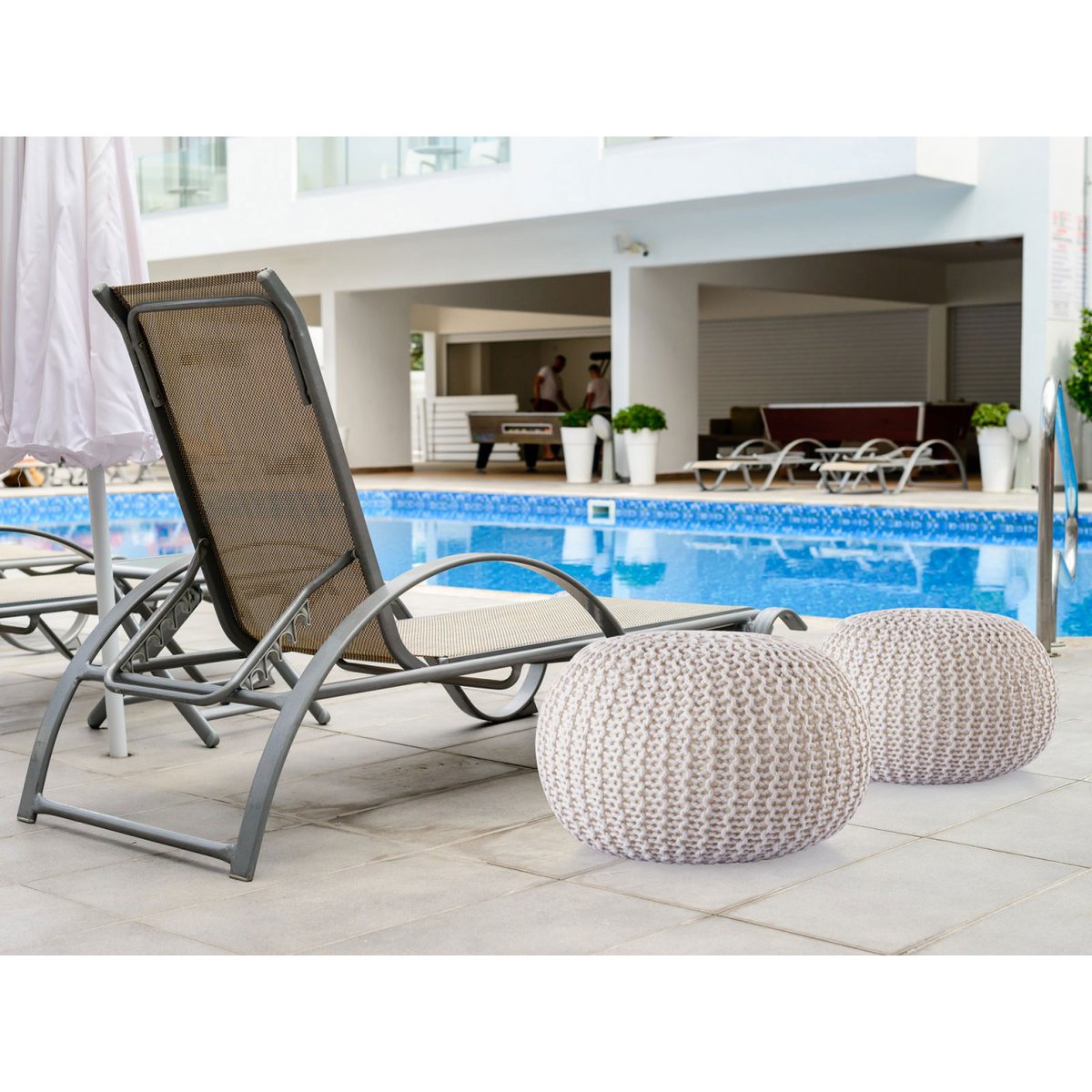 Pouf outdoor ø55cm Sitzpouf Terrasse Pool Garten