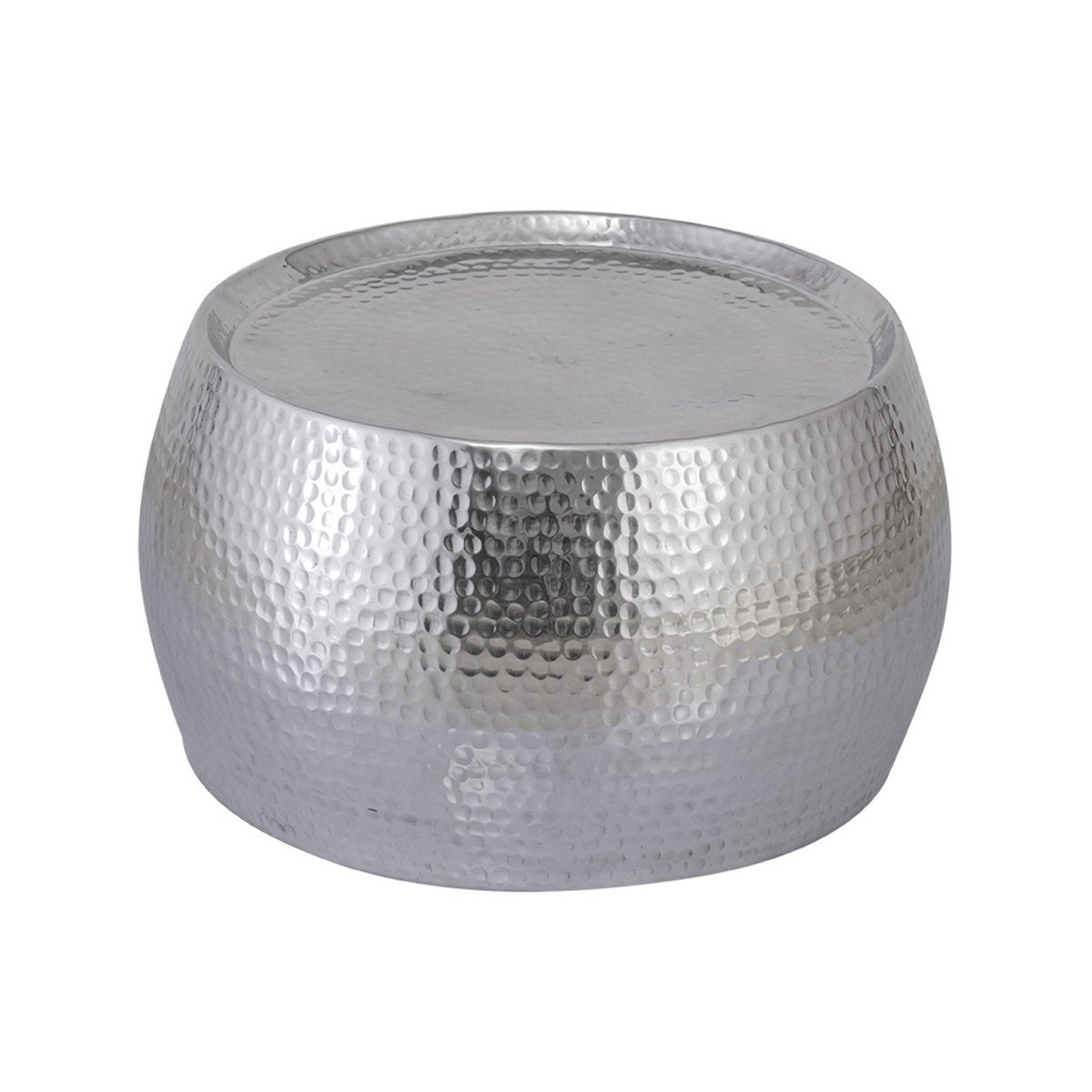 Couchtisch 2er Set Dakar rund ø 55/43 x H 30/28 cm silber Aluminium gehämmert