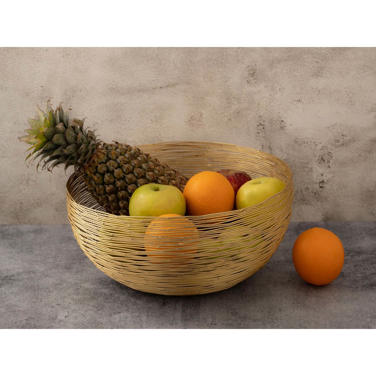Obstkorb 4-teilig ø 30 cm H 13 cm Brotkorb Obstschale Metall rund silber o. gold dollce Drahtstrukt