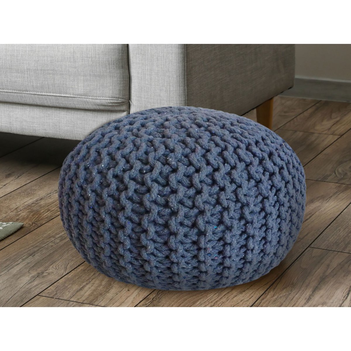 Pouf Ø 55 H 37 H 37 Strickhocker Sitzpouf Bodenkissen nachhaltig
