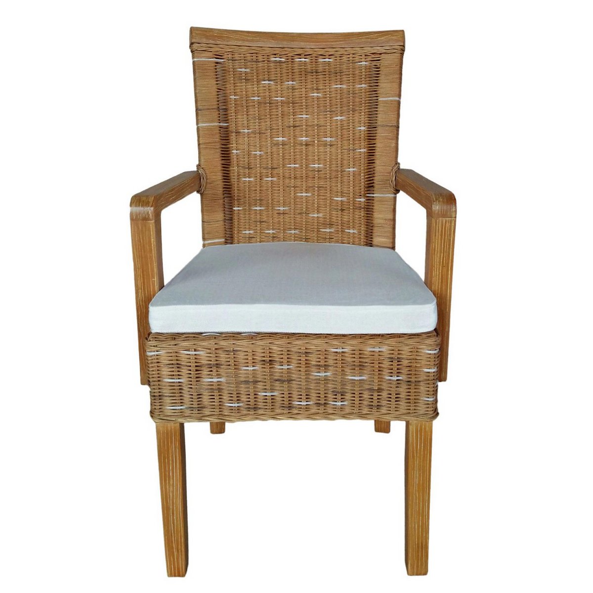 Esszimmer Stuhl mit Armlehnen Rattanstuhl capuccino Perth Korbstuhl Rattan Sessel nachhaltig