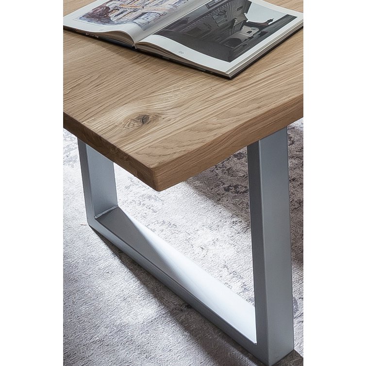Tisch 180x90 cm, Wildeiche, silbernes Gestell