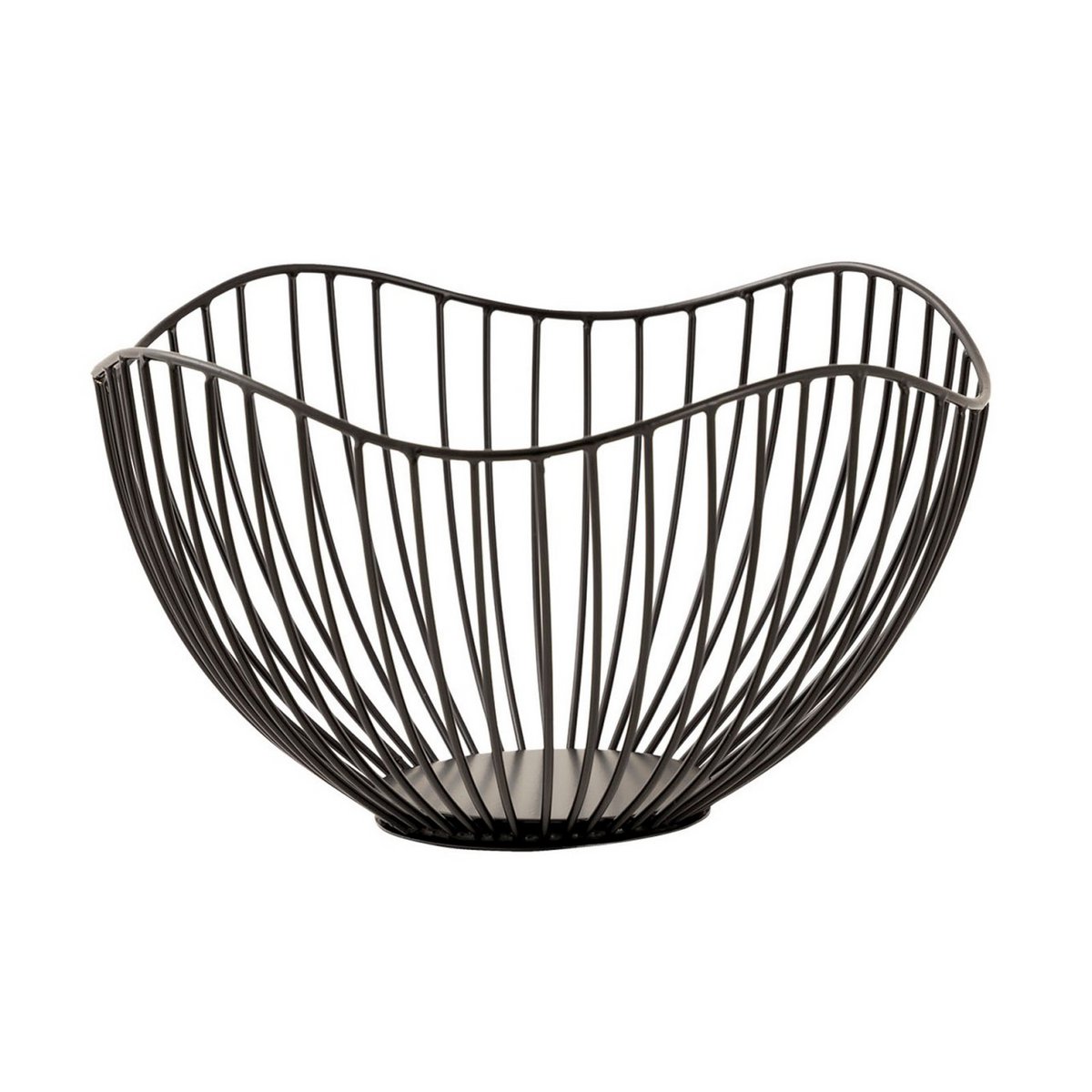 Obstkorb Metall ø 25 H 14 cm Brotkorb Set 2 Stück Obstschale Metall schwarz o. gold rund Wave