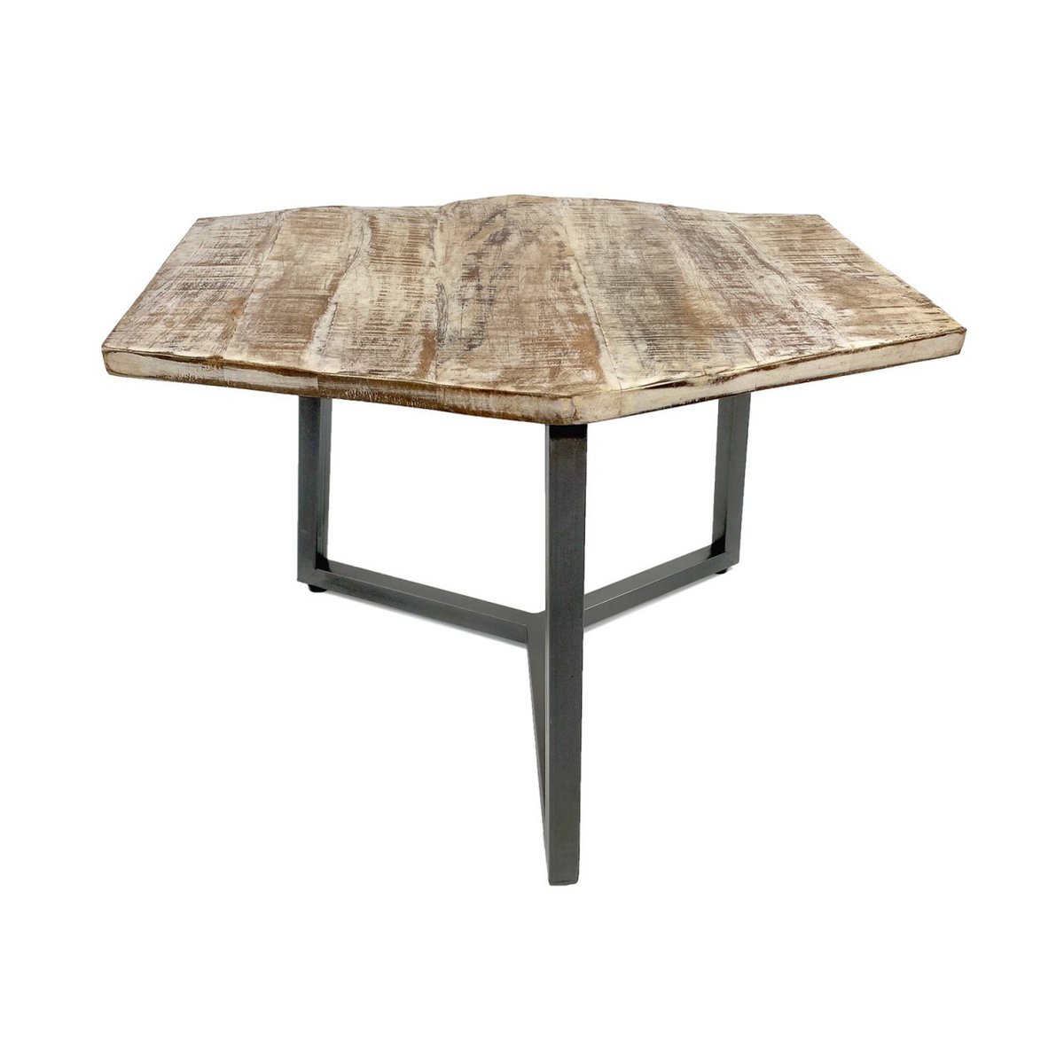 Beistelltisch 56 x 47 cm nachhaltig Wohnzimmer Tisch Couchtisch Nizza Metall-Gestell schwarz - weiß