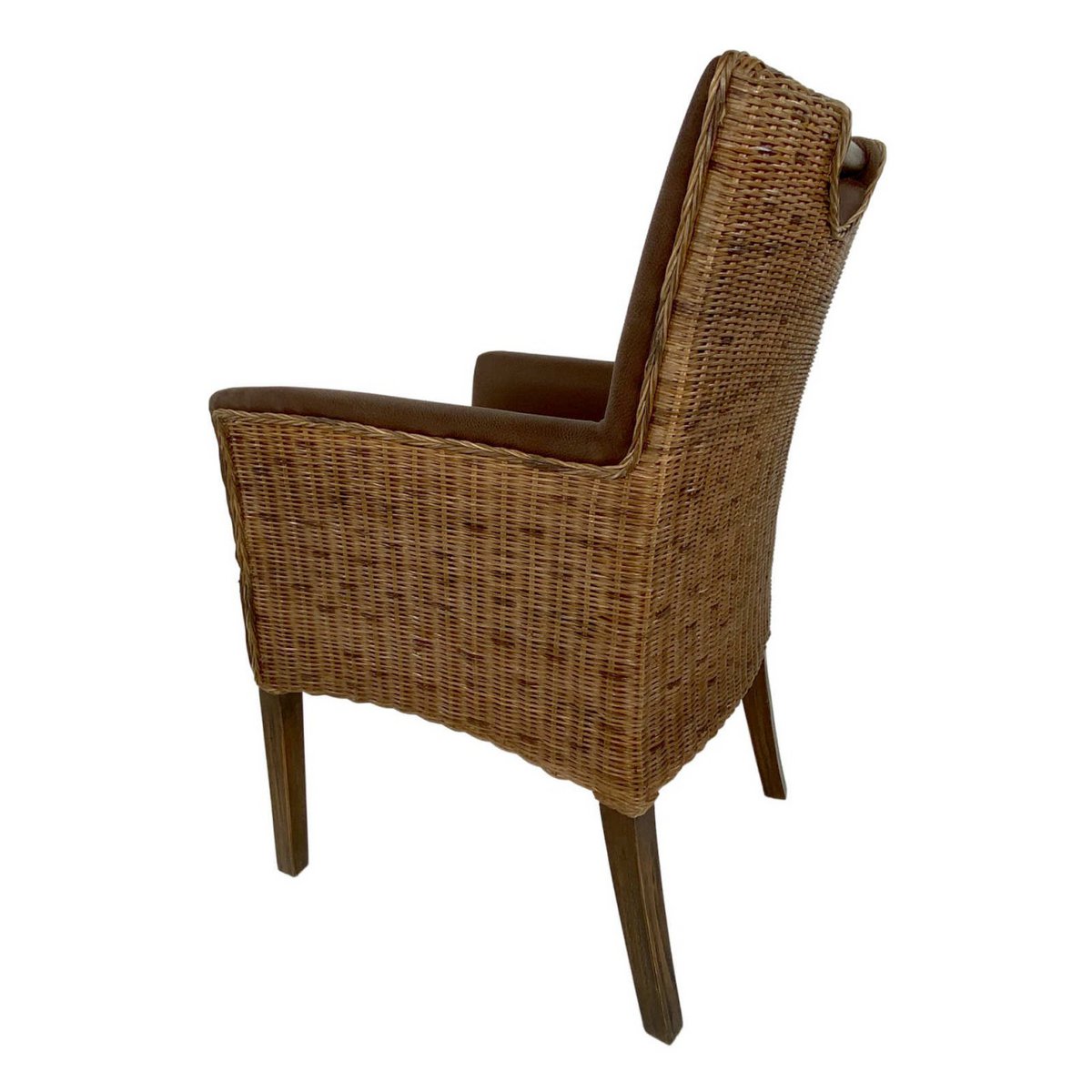 Esszimmer Stühle Set 6 Stück Rattan Armlehner Sessel Bilbao Polsterstuhl Polstersessel prairie brown