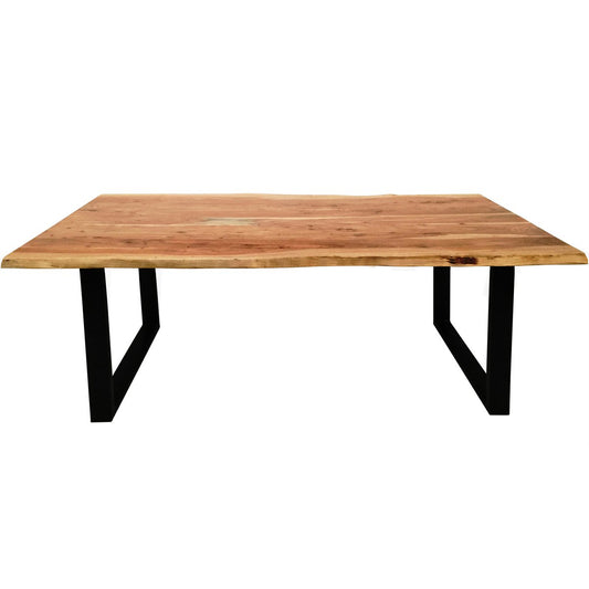 Tisch 220 x 100 cm, Platte natur, Gestell schwarz