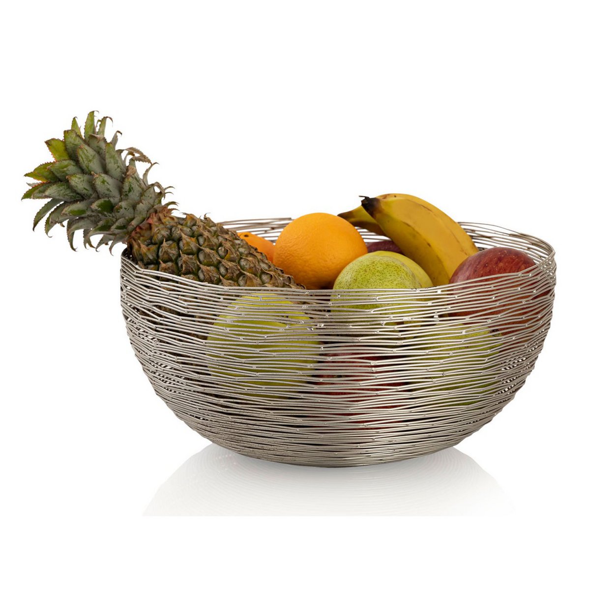 Obstkorb ø 30 cm H 13 cm Brotkorb Obstschale Metall rund silber o. gold dollce Metall Drahtstruktur