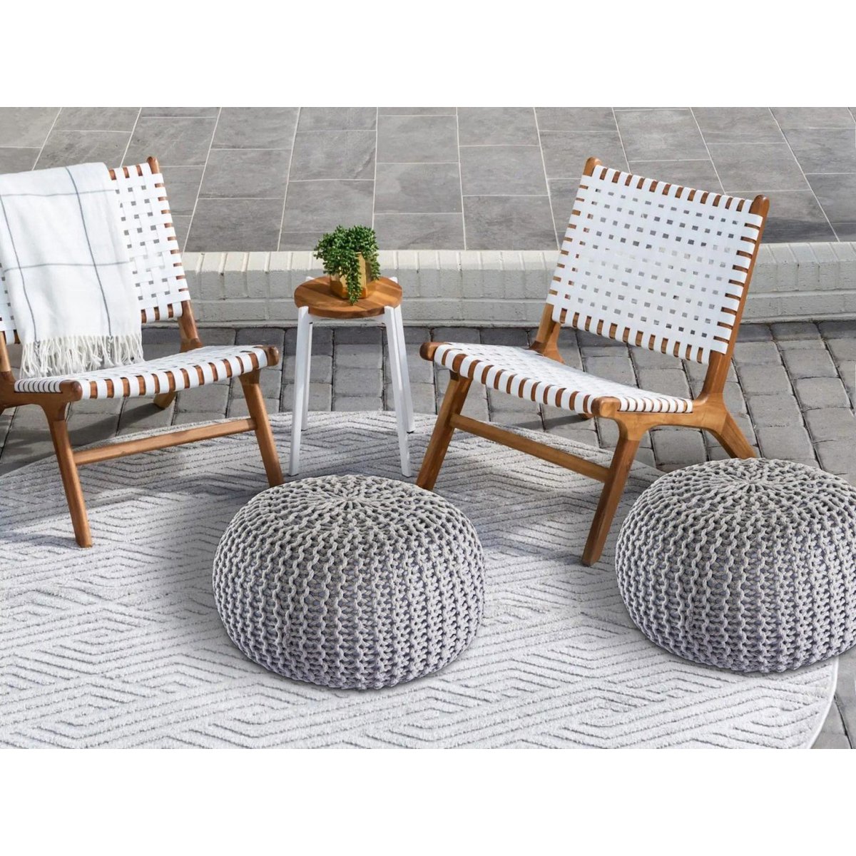 Pouf outdoor ø55cm Sitzpouf Terrasse Pool Garten