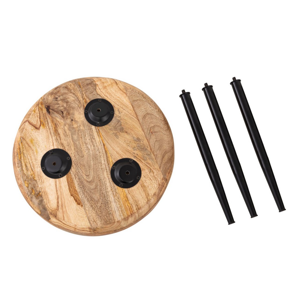 Beistelltisch Holz rund ø 40 o. 50cm Vancouver Couchtisch Wohnzimmer Tisch Metall-Füße schwarz matt