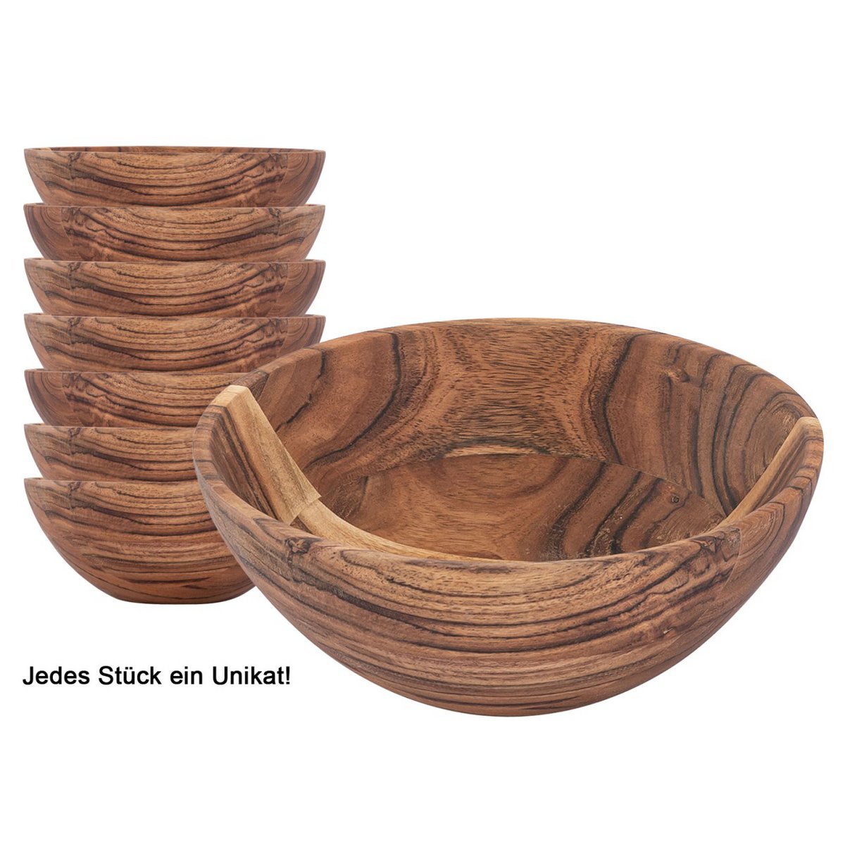 Holzschale Deko Schale Masterbox 8-teilig 20 o. 25cm lebensmittelecht Akazie massiv