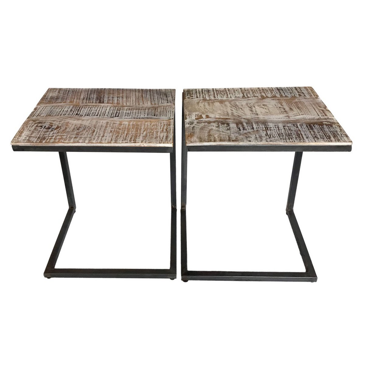Couchtisch 2er Set B 40 H 51 cm Wohnzimmer-Tisch-Set Beistelltisch Atlanta Metall Gestell