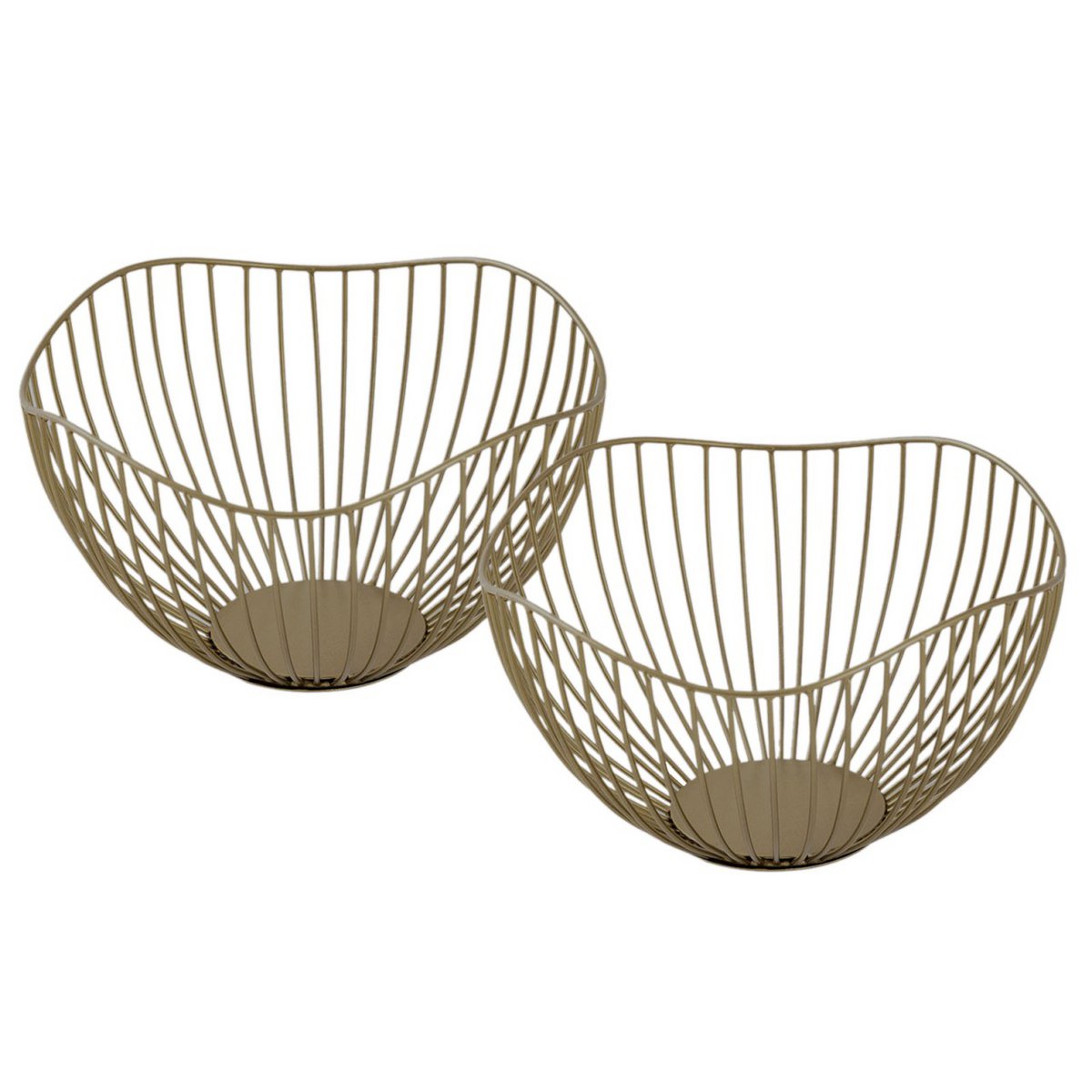 Obstkorb 16-teilig Metall ø 25 H 14 cm Brotkorb Set 2 x 8 VE Obstschale Metall schwarz o. gold Wave