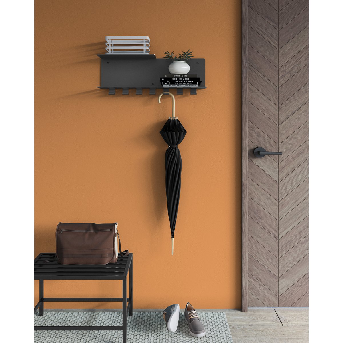 Gorillz Plenck - Wandgarderobe - mit Hutablage -Kleiderschrank - Schwarz