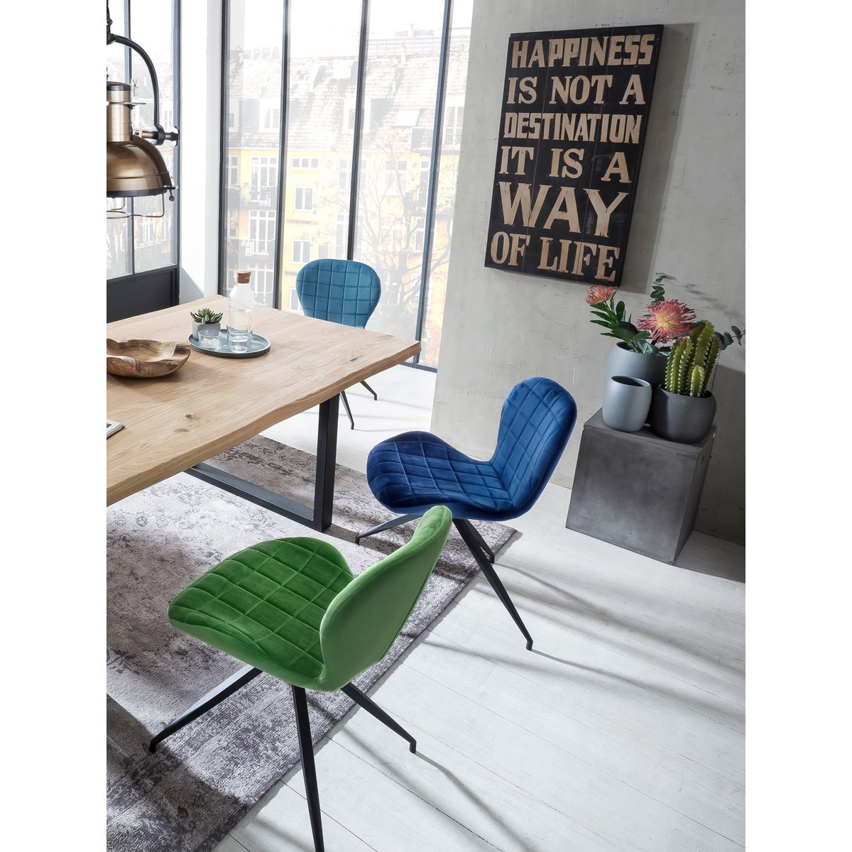 Tisch 160x90 cm, Wildeiche, schwarzes Gestell