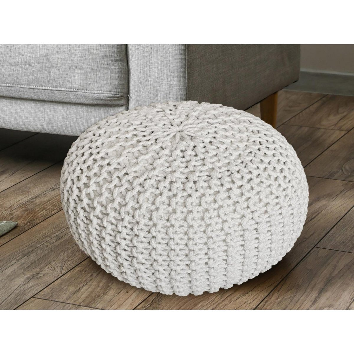 Pouf Ø 55 H 37 H 37 Strickhocker Sitzpouf Bodenkissen nachhaltig