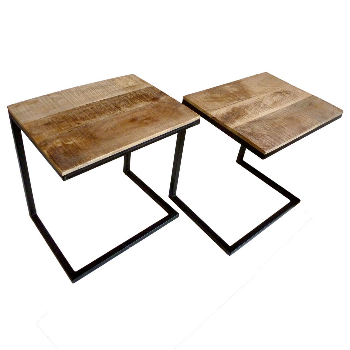 Couchtisch 2er Set B 40 H 51 cm Wohnzimmer-Tisch-Set Beistelltisch Atlanta Metall Gestell