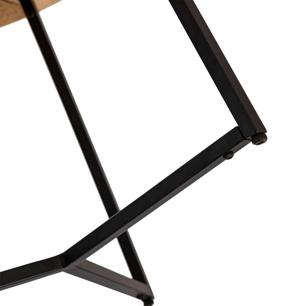 Couchtisch rund Beistelltisch Massivholz ø 56cm Wohnzimmertisch La Palma Metall Gestell schwarz