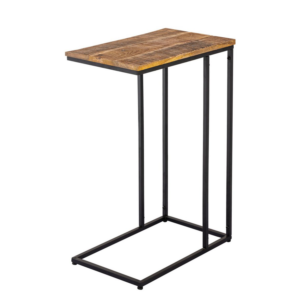 Beistelltisch Laptoptisch Holz 25x60x40cm nachhaltig Sofatisch C-Tisch Toronto Metall Gestell
