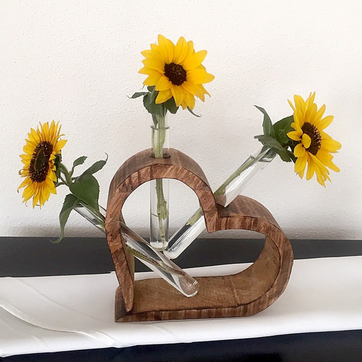 Grußkartenhalter Fotoständer Blumenvase Set 3-teilig Herzen Fotohalter Tischdeko Hochzeitsdeko Mango
