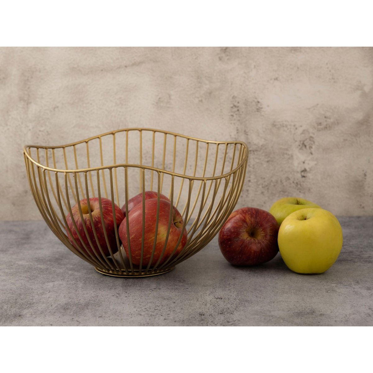 Obstkorb Metall ø 25 H 14 cm Brotkorb Set 2 Stück Obstschale Metall schwarz o. gold rund Wave