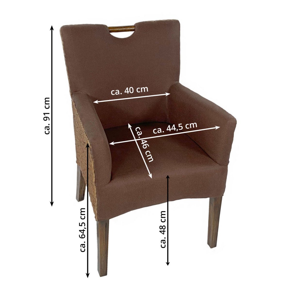 Esszimmer Stühle Set 4 Stück Rattan Armlehner Sessel Bilbao Polsterstuhl Polstersessel prairie brown