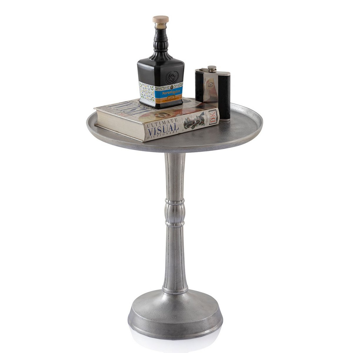 Beistelltisch Metall rund ø 44x53 cm Dekotisch Adlon silber oder gold mit Design Mittelfuß Aluminium