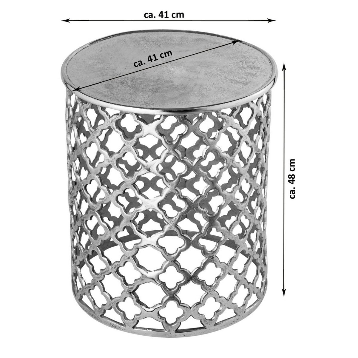 Dekotisch Metall Beistelltisch ø 40 x 45 cm rund Kairo silber o. gold Aluminium Orientalisch