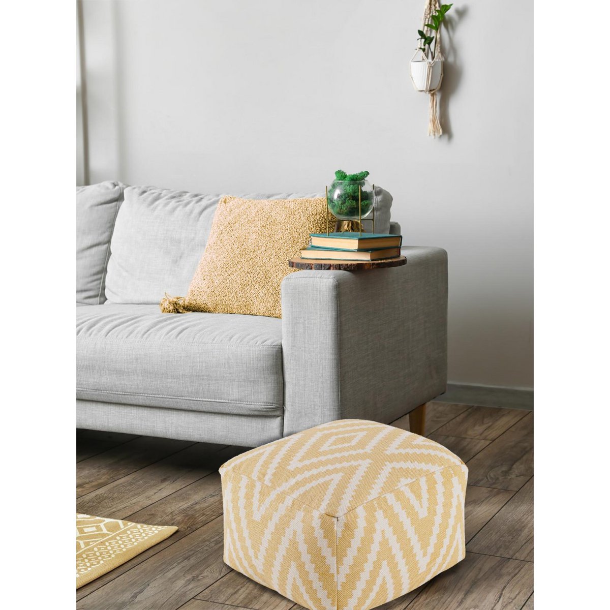 Sitzwürfel Fußhocker Sitzhocker 50x35x50cm Pouf Kelim Bodenkissen Peru schwarz taupe gelb türkis