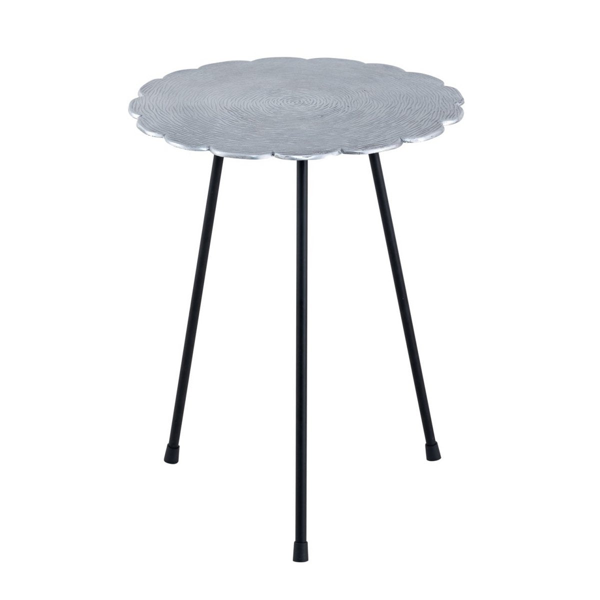 Beistelltisch Metall Dekotisch Hilton ø 35 x H 45 cm rund Aluminium mit Struktur silber od. gold