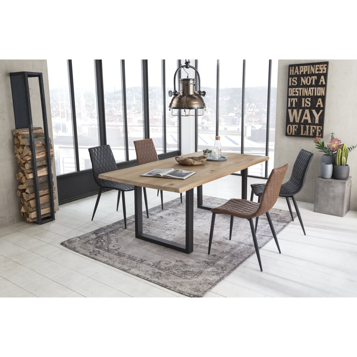 Tisch 120x80 cm, Wildeiche, schwarzes Gestell