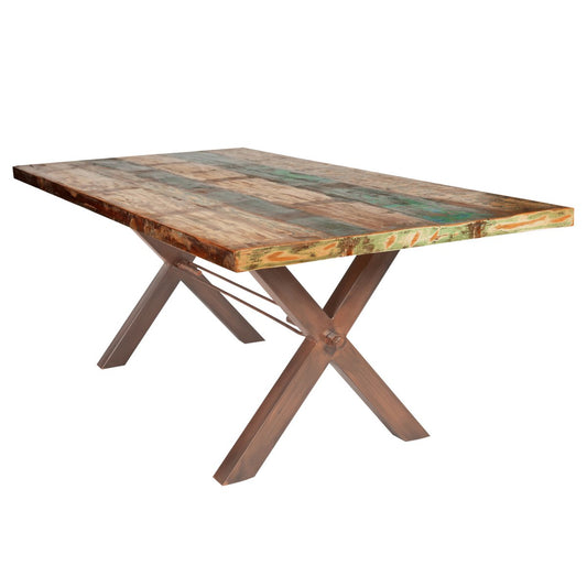 Tisch 240x100 cm, Altholz bunt lackiert
