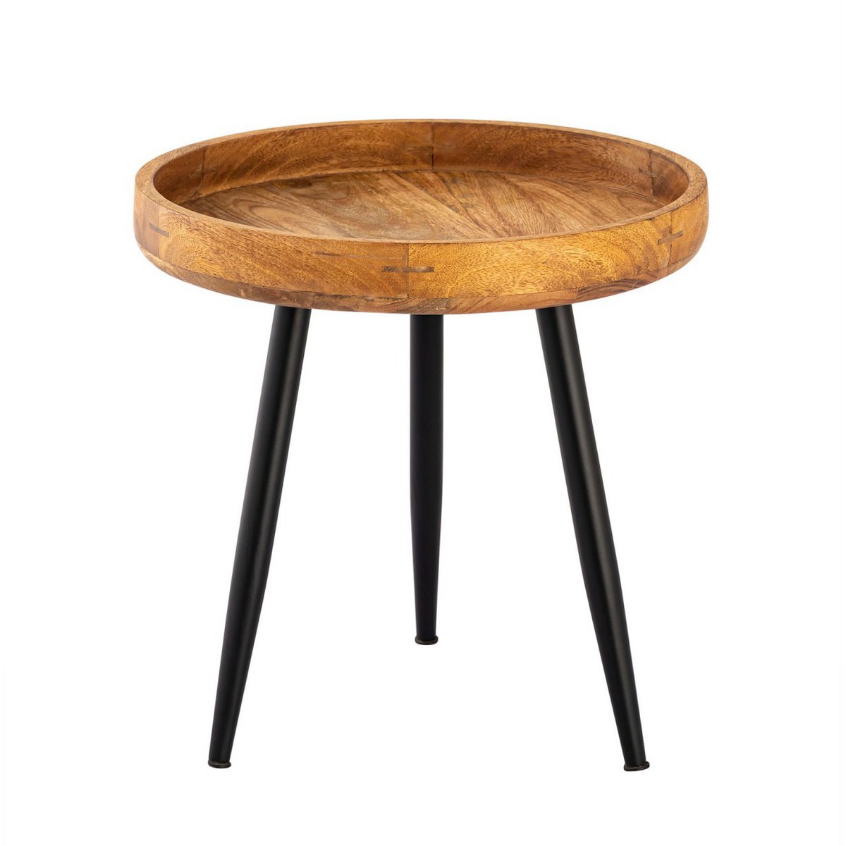 Beistelltisch Holz rund ø 40 o. 50cm Vancouver Couchtisch Wohnzimmer Tisch Metall-Füße schwarz matt